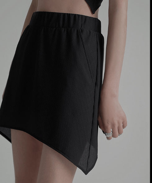 Asymmetric Skirted Flare Pants